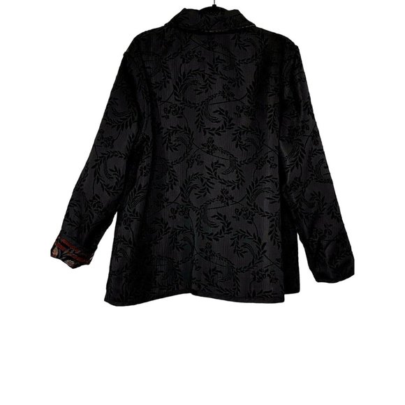 Coldwater Creek Size 1X Reversible Chenille Patchwork/ Black Brocade Jacket - Picture 5 of 9